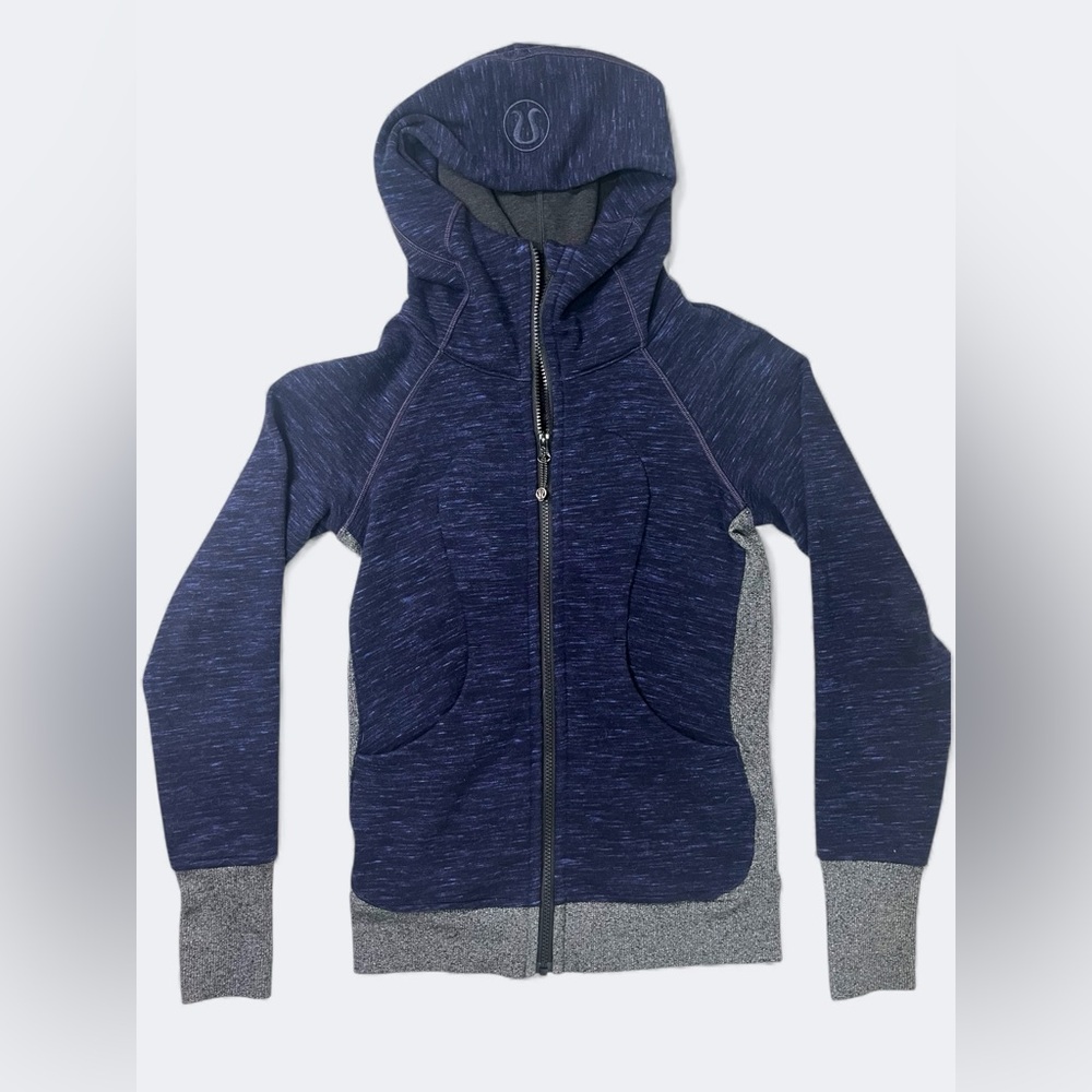 Lululemon Scuba Hoodie Heathered Purple/Blue black and grey zip up! (2)